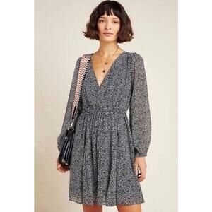 NWT Anthropologie Maeve Carolyn Faux Wrap Mini Dress Cheetah Print M £120